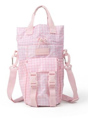 NEW Blogilates Pink/White Gingham Water Bottle Sling